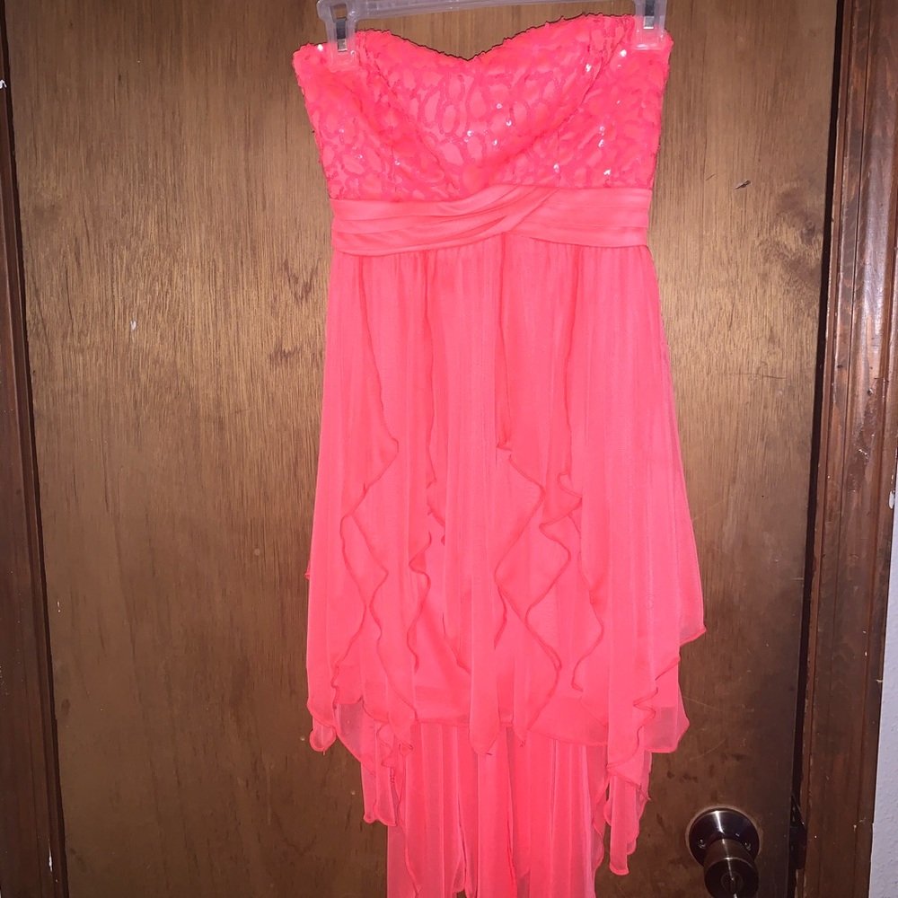 Strapless High-Low coral Dress